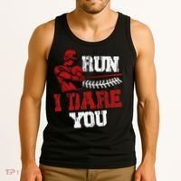 Run I Dare You Funny Baseball Catcher Baseball Player Lover Tank Top thumb 3