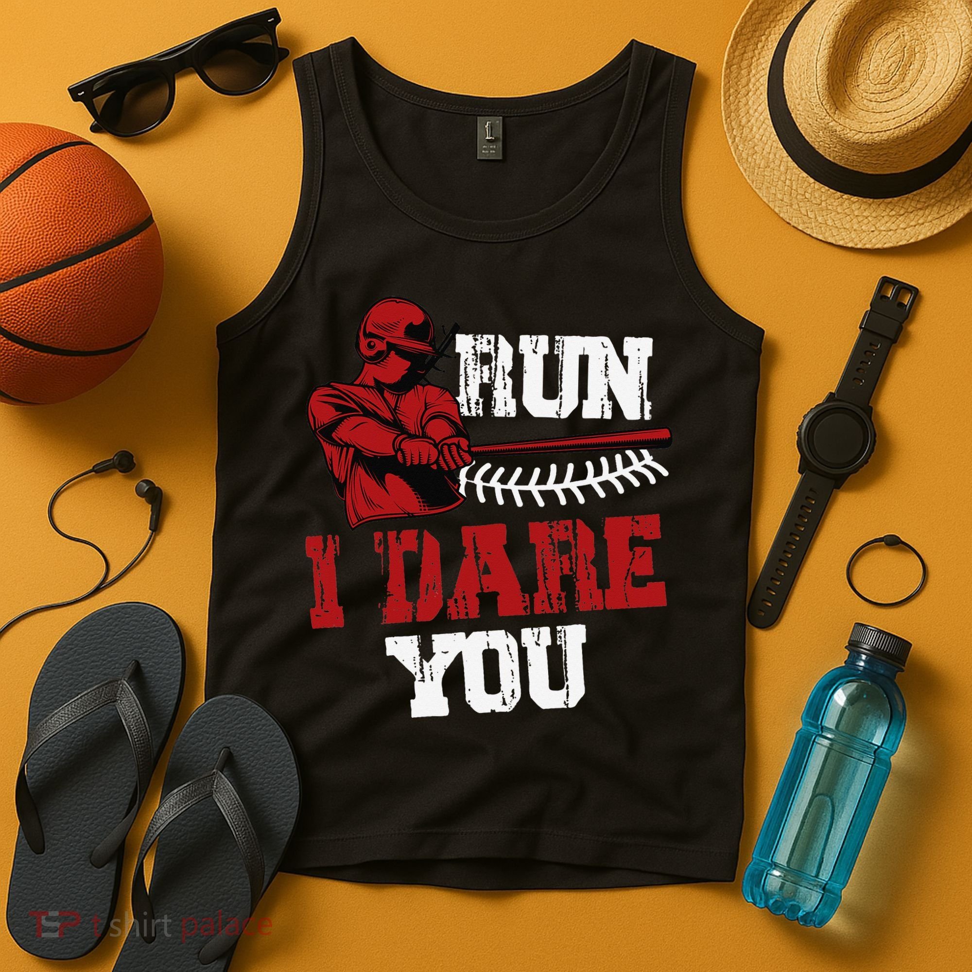 Run I Dare You Funny Baseball Catcher Baseball Player Lover Tank Top