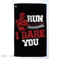 Run I Dare You Funny Baseball Catcher Baseball Player Lover Golf Towel thumb 0