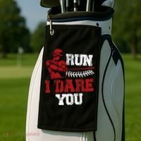 Run I Dare You Funny Baseball Catcher Baseball Player Lover Golf Towel thumb 2