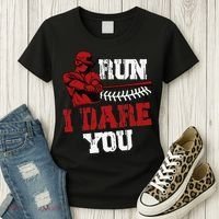 Run I Dare You Funny Baseball Catcher Baseball Player Lover Women's T-Shirt thumb 3
