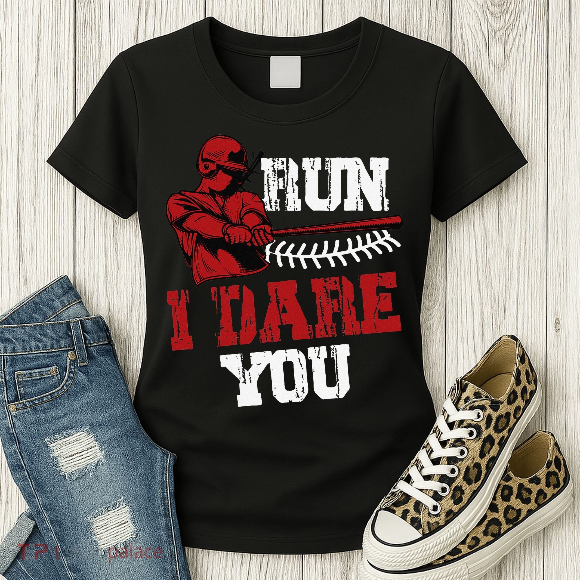 Run I Dare You Funny Baseball Catcher Baseball Player Lover Women's T-Shirt