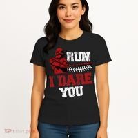 Run I Dare You Funny Baseball Catcher Baseball Player Lover Women's T-Shirt thumb 4
