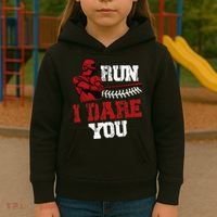 Run I Dare You Funny Baseball Catcher Baseball Player Lover Kids Hoodie thumb 3