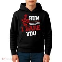 Run I Dare You Funny Baseball Catcher Baseball Player Lover Kids Hoodie thumb 4