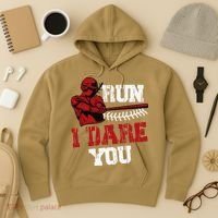 Run I Dare You Funny Baseball Catcher Baseball Player Lover Hoodie thumb 3