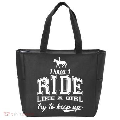 Ride Like A Girl Try To Keep Up Tote Bag