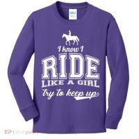 Ride Like A Girl Try To Keep Up Kids Long Sleeve Shirt thumb 0