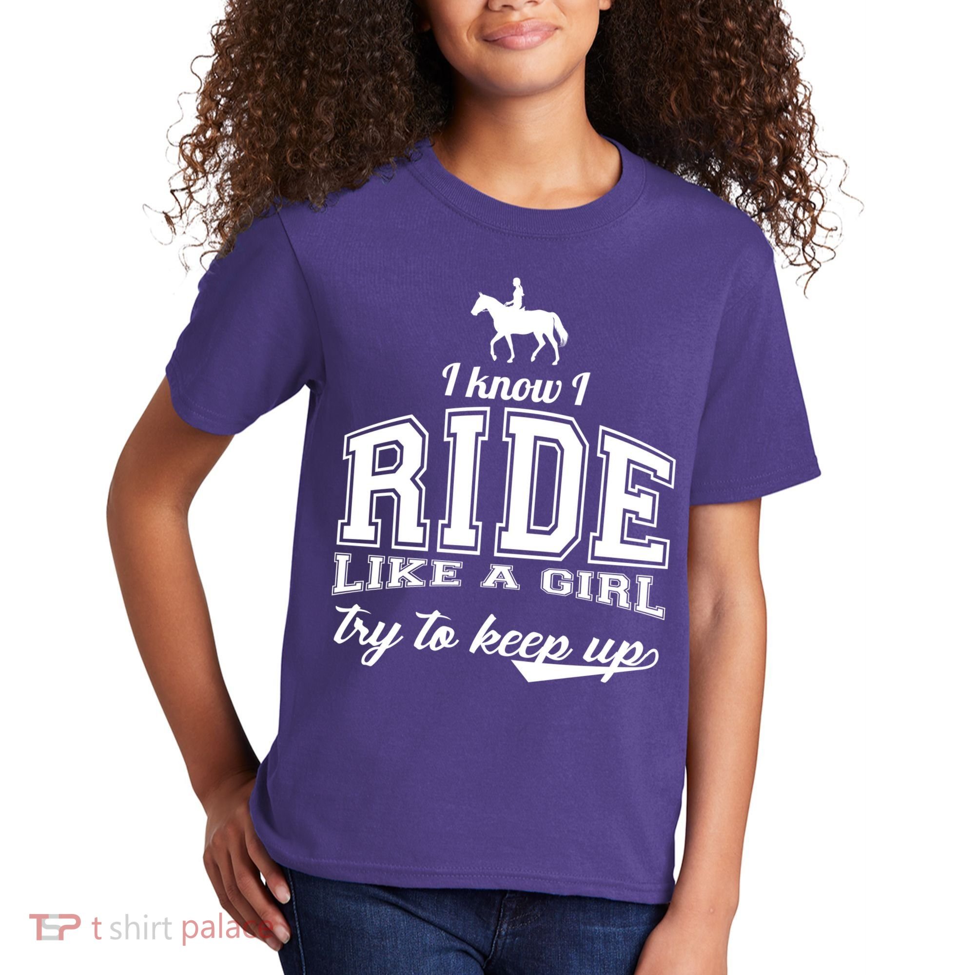 Ride Like A Girl Try To Keep Up Kids T-Shirt