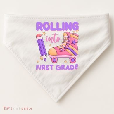Rolling Into First Grade Cute USA-Made Doggie Bandana