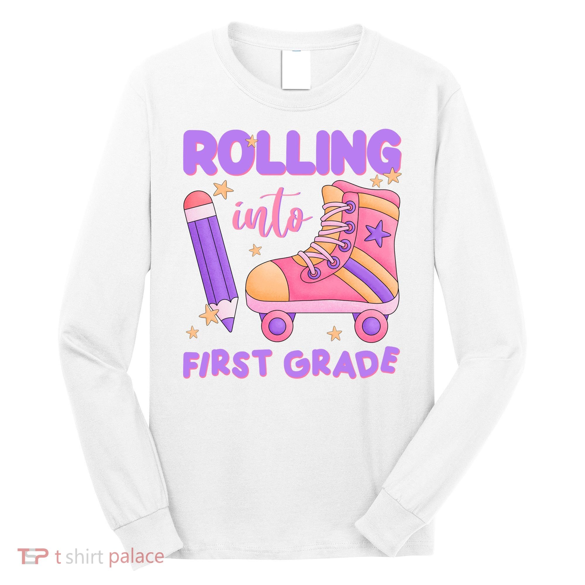Rolling Into First Grade Cute Long Sleeve Shirt