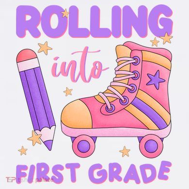 Rolling Into First Grade Cute Flat Bill Trucker Hat