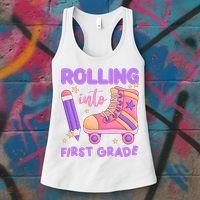 Rolling Into First Grade Cute Women's Tank Top thumb 3