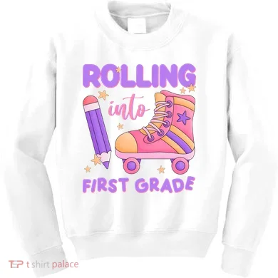 Rolling Into First Grade Cute Kids Sweatshirt