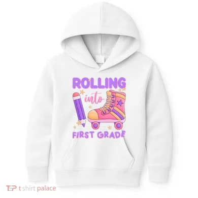 Rolling Into First Grade Cute Kids Hoodie