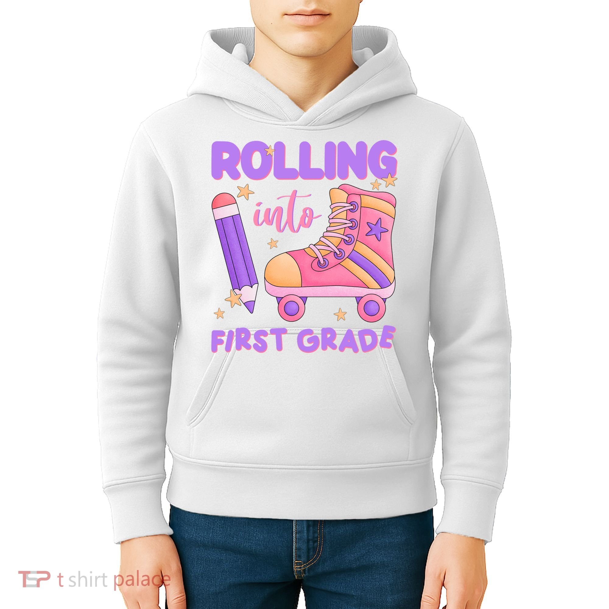 Rolling Into First Grade Cute Kids Hoodie