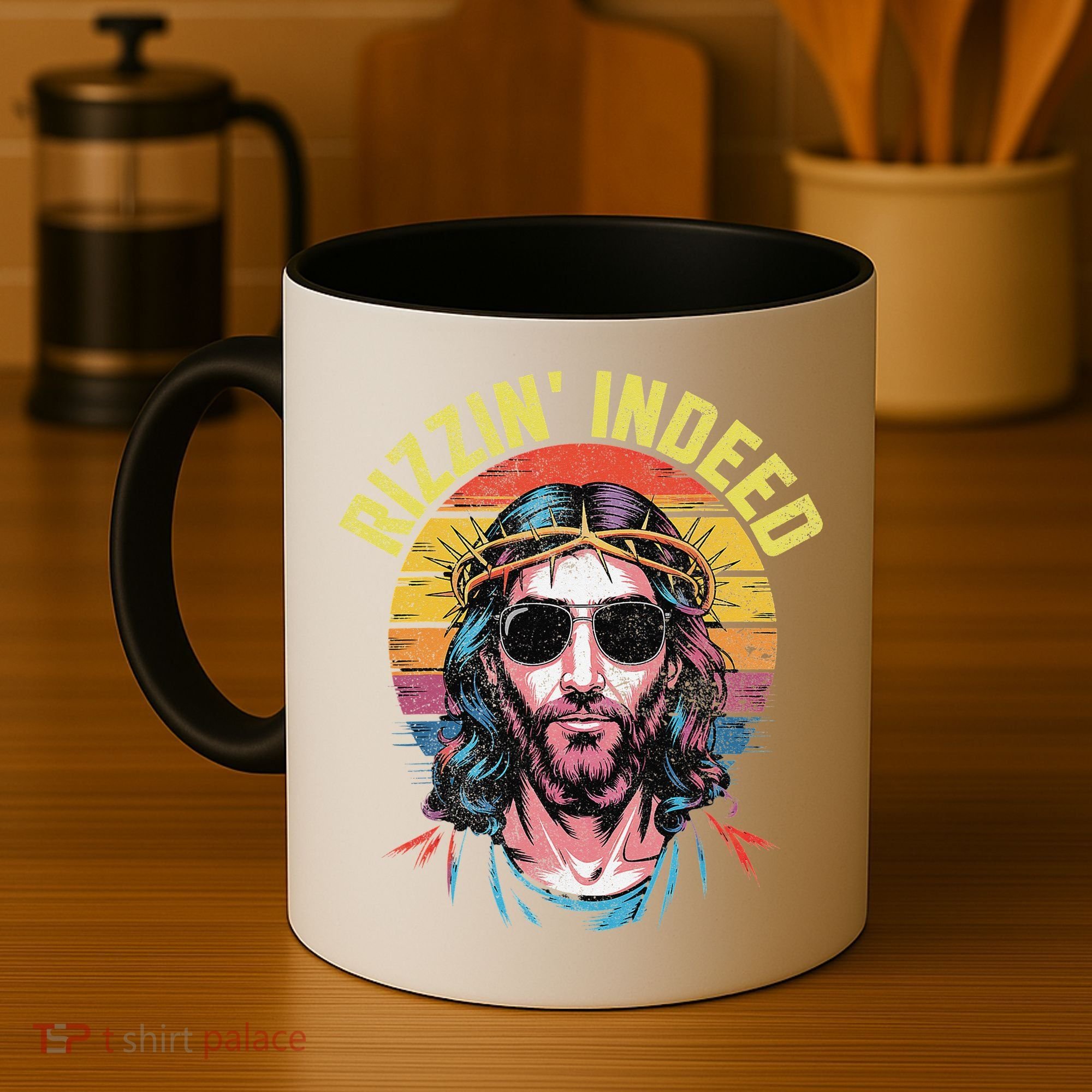 Rizzin Indeed Funny Jesus He Is Rizzin Easter Christian Coffee Mug