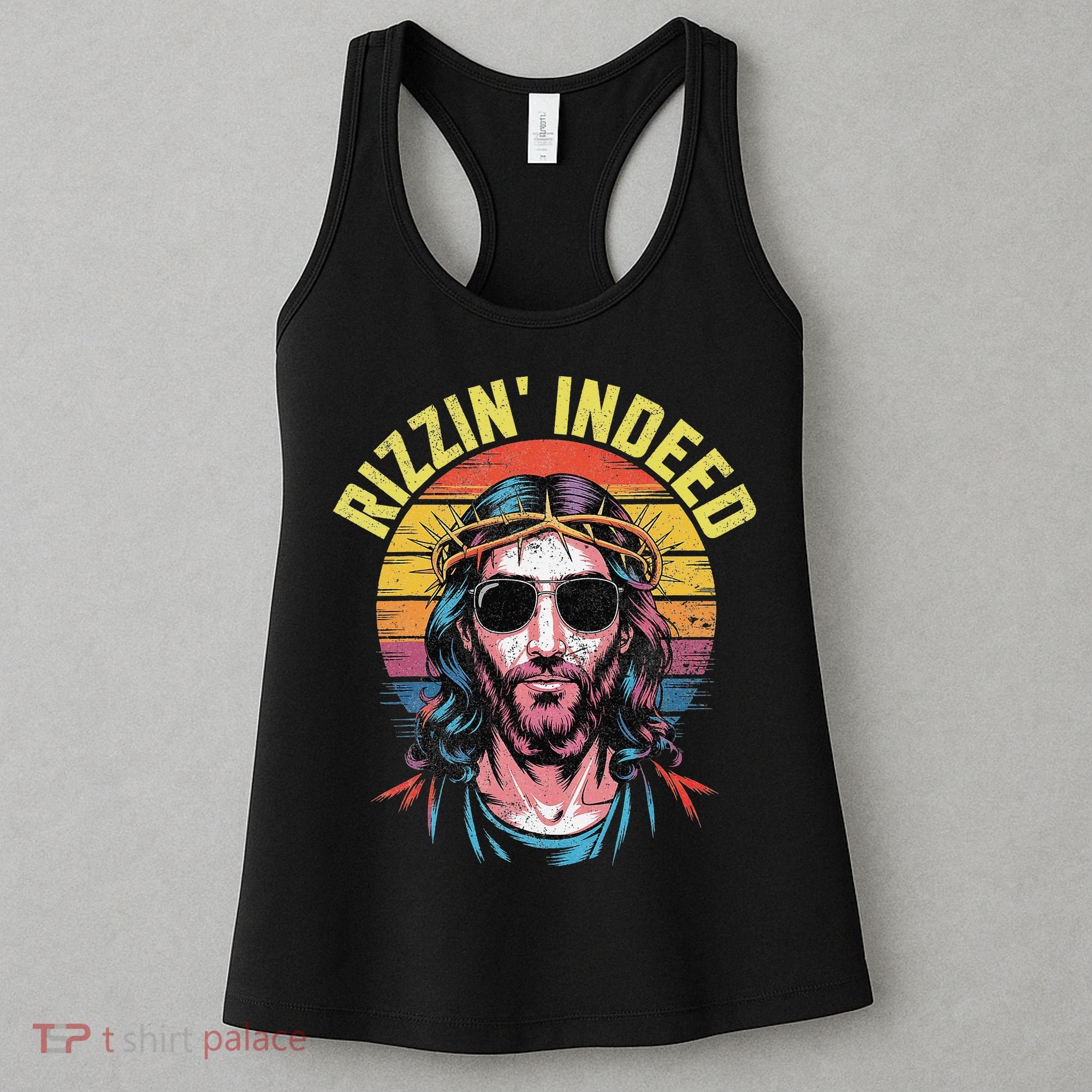 Rizzin Indeed Funny Jesus He Is Rizzin Easter Christian Women's Tank Top
