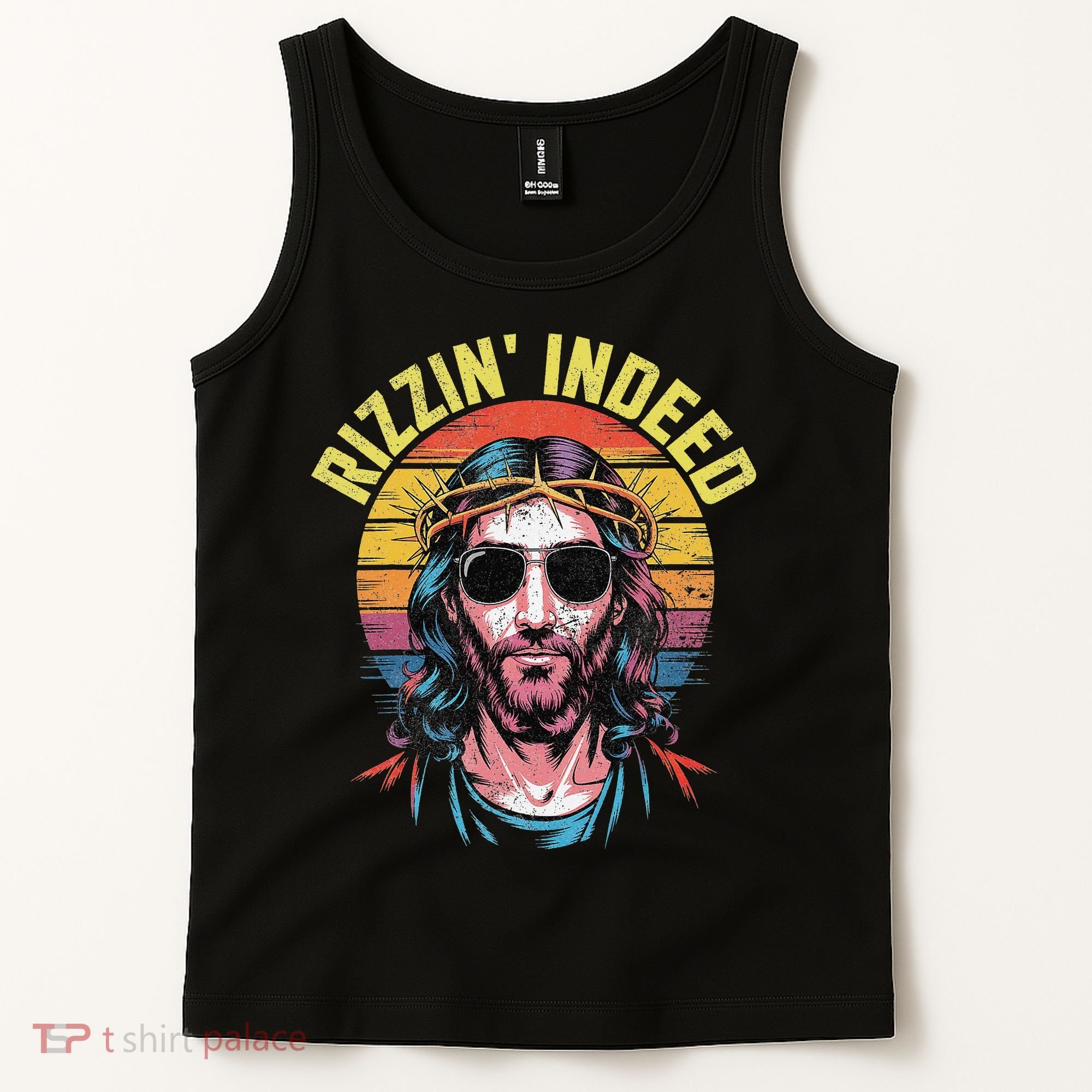 Rizzin Indeed Funny Jesus He Is Rizzin Easter Christian Tank Top