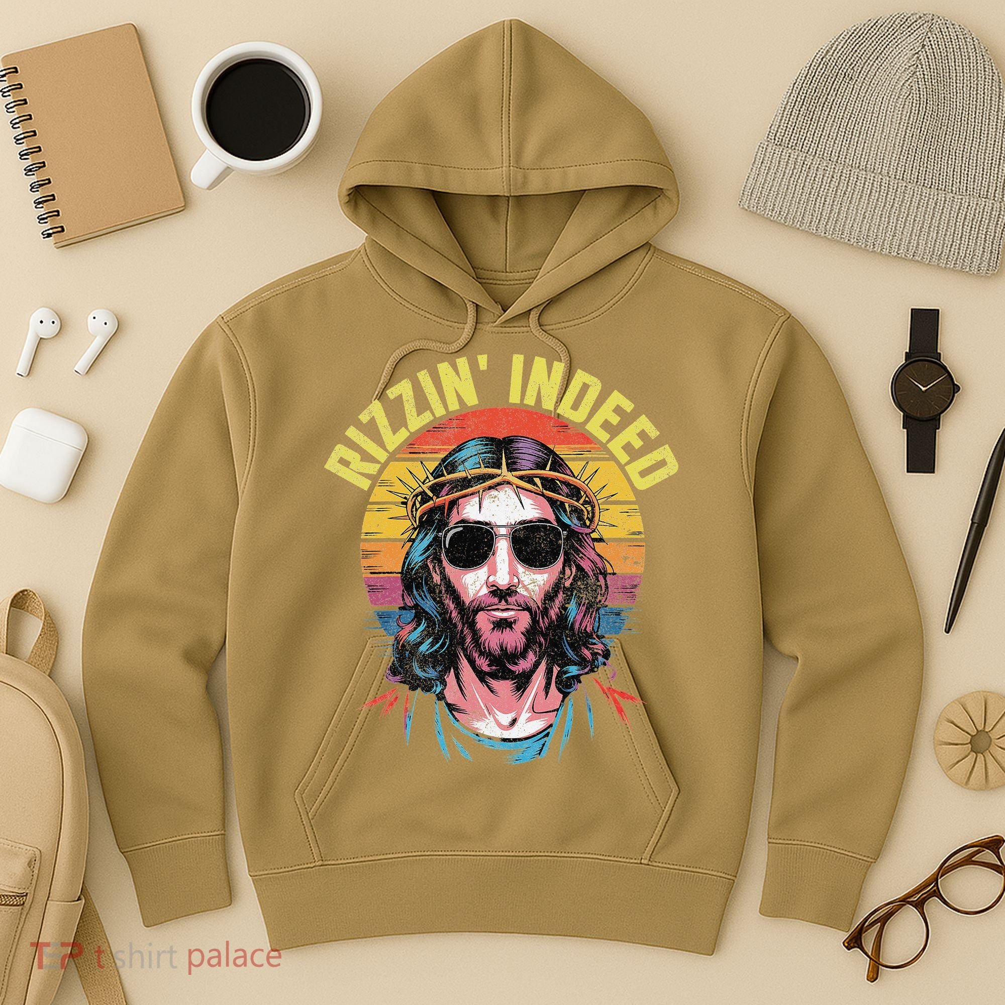 Rizzin Indeed Funny Jesus He Is Rizzin Easter Christian Hoodie