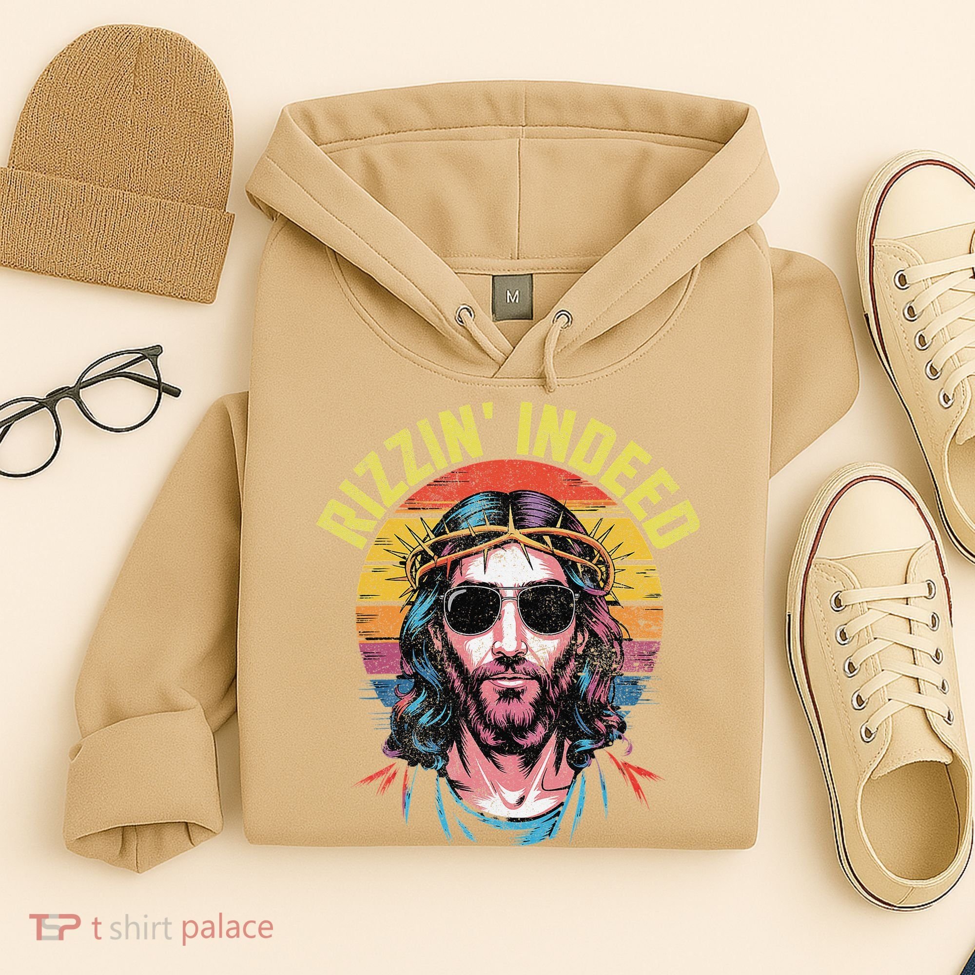 Rizzin Indeed Funny Jesus He Is Rizzin Easter Christian Hoodie