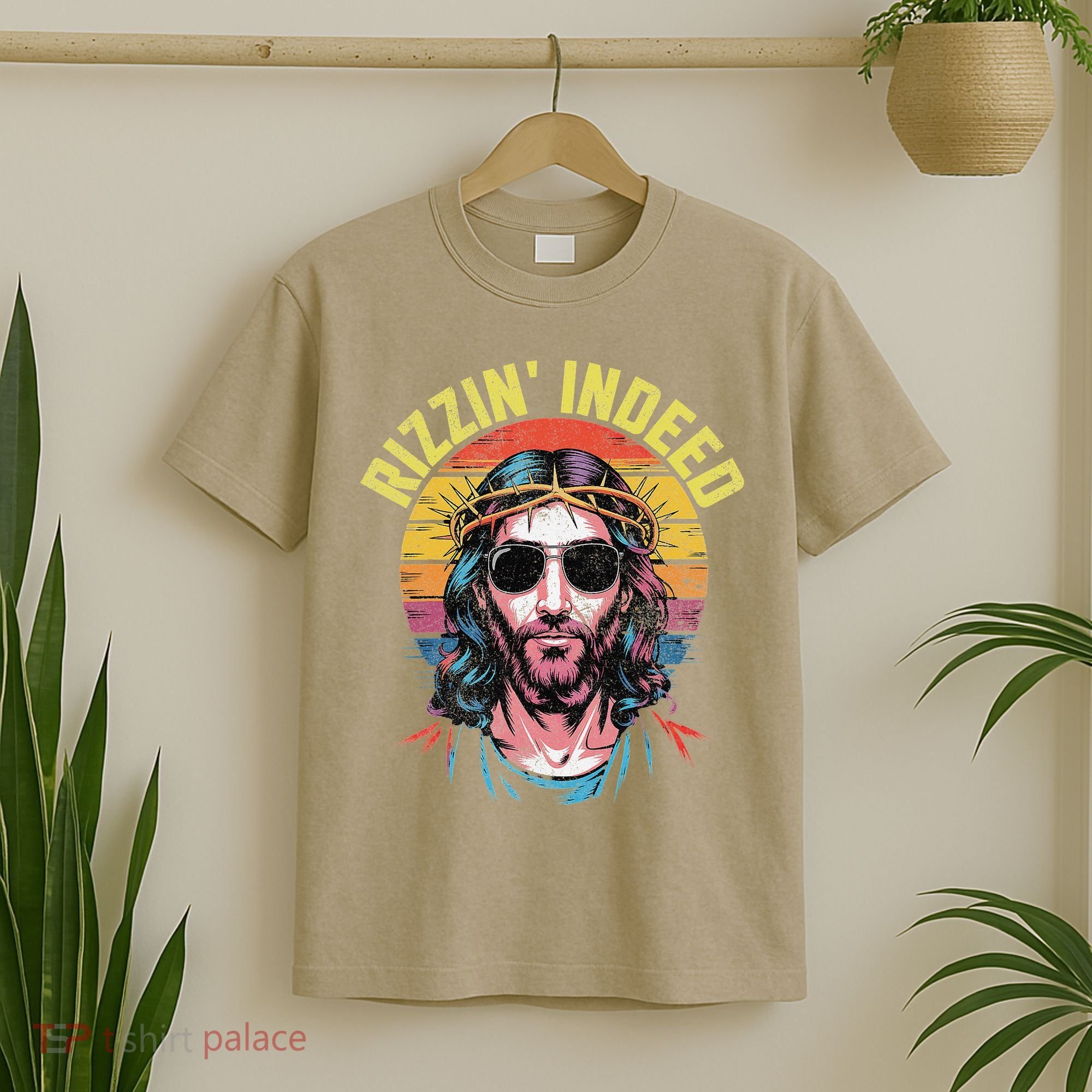 Rizzin Indeed Funny Jesus He Is Rizzin Easter Christian T-Shirt