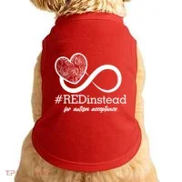 #Red Instead For Autism Acceptance Doggie Tank thumb 0