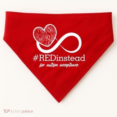 #Red Instead For Autism Acceptance USA-Made Doggie Bandana