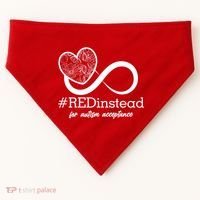 #Red Instead For Autism Acceptance USA-Made Doggie Bandana thumb 0