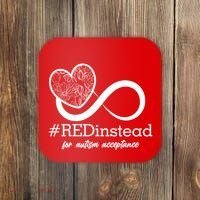 #Red Instead For Autism Acceptance Coaster thumb 0