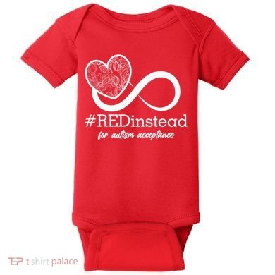 #Red Instead For Autism Acceptance Baby Bodysuit