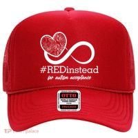 #Red Instead For Autism Acceptance Hat thumb 0