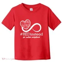 #Red Instead For Autism Acceptance Toddler T-Shirt thumb 0