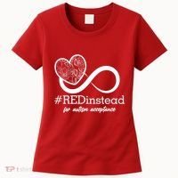 #Red Instead For Autism Acceptance Women's T-Shirt thumb 0