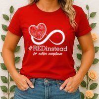 #Red Instead For Autism Acceptance Women's T-Shirt thumb 2