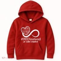 #Red Instead For Autism Acceptance Kids Hoodie thumb 0