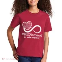 #Red Instead For Autism Acceptance Kids T-Shirt thumb 2