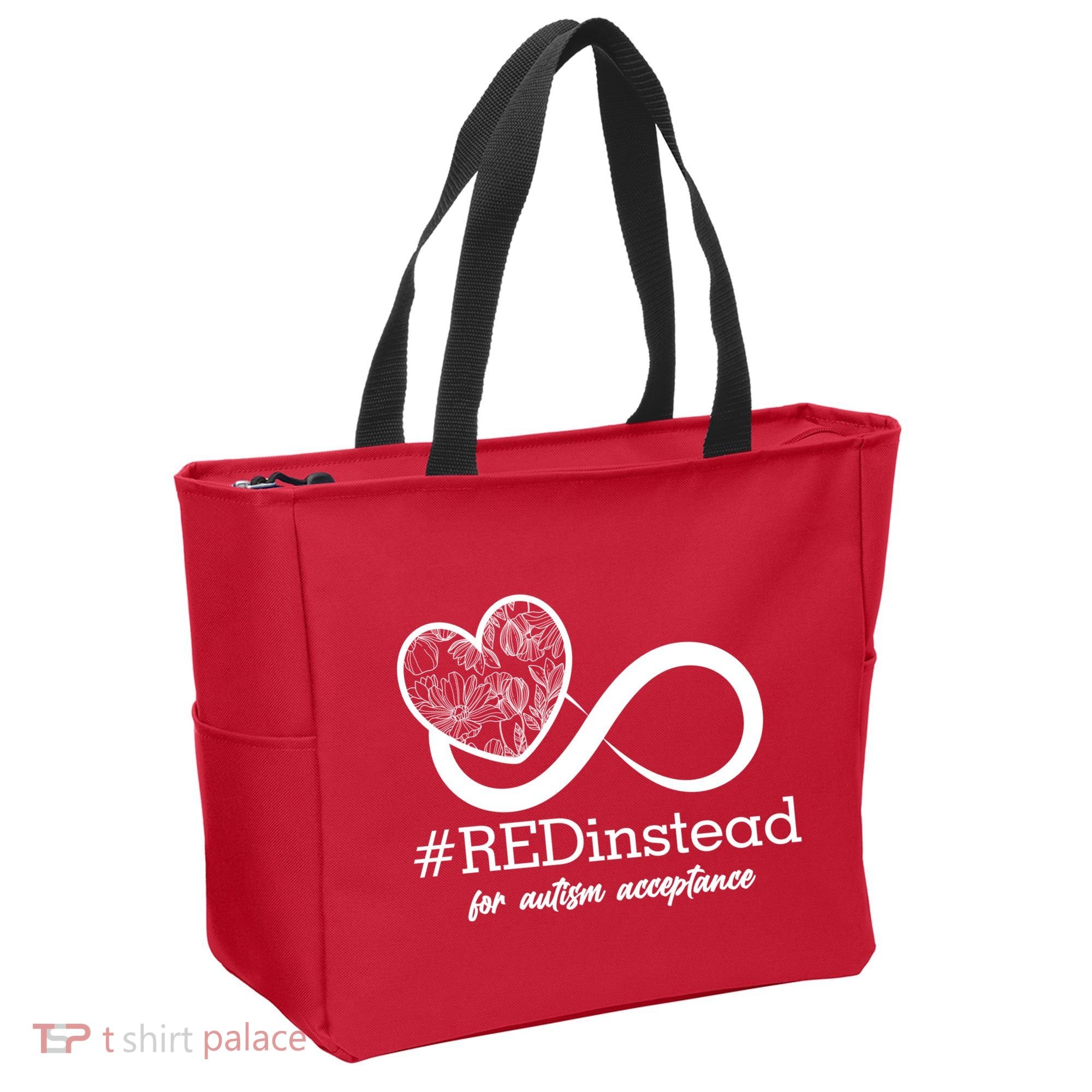 #Red Instead For Autism Acceptance Tote Bag
