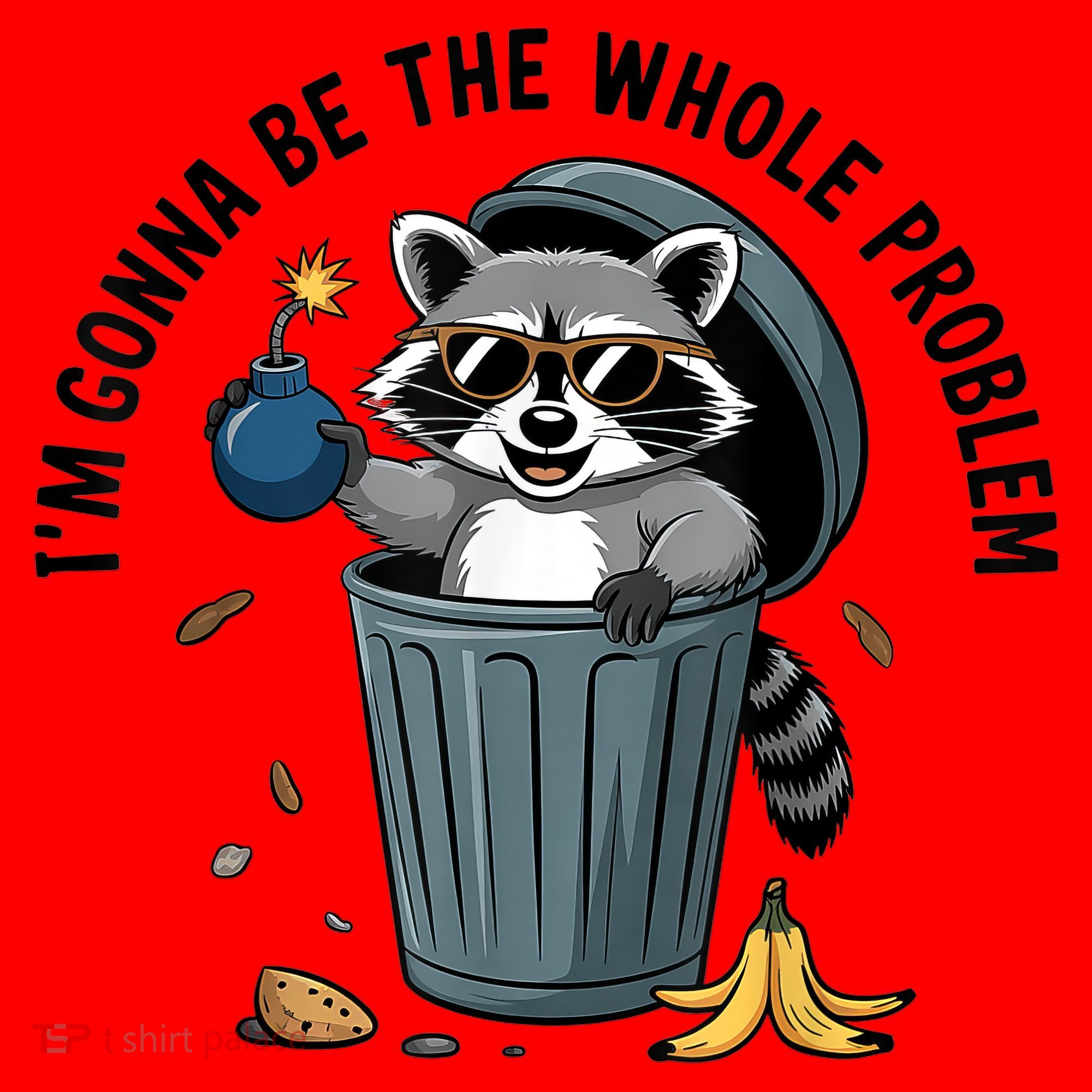 Raccoon I'm Gonna Be The Whole Problem  Santa Hat