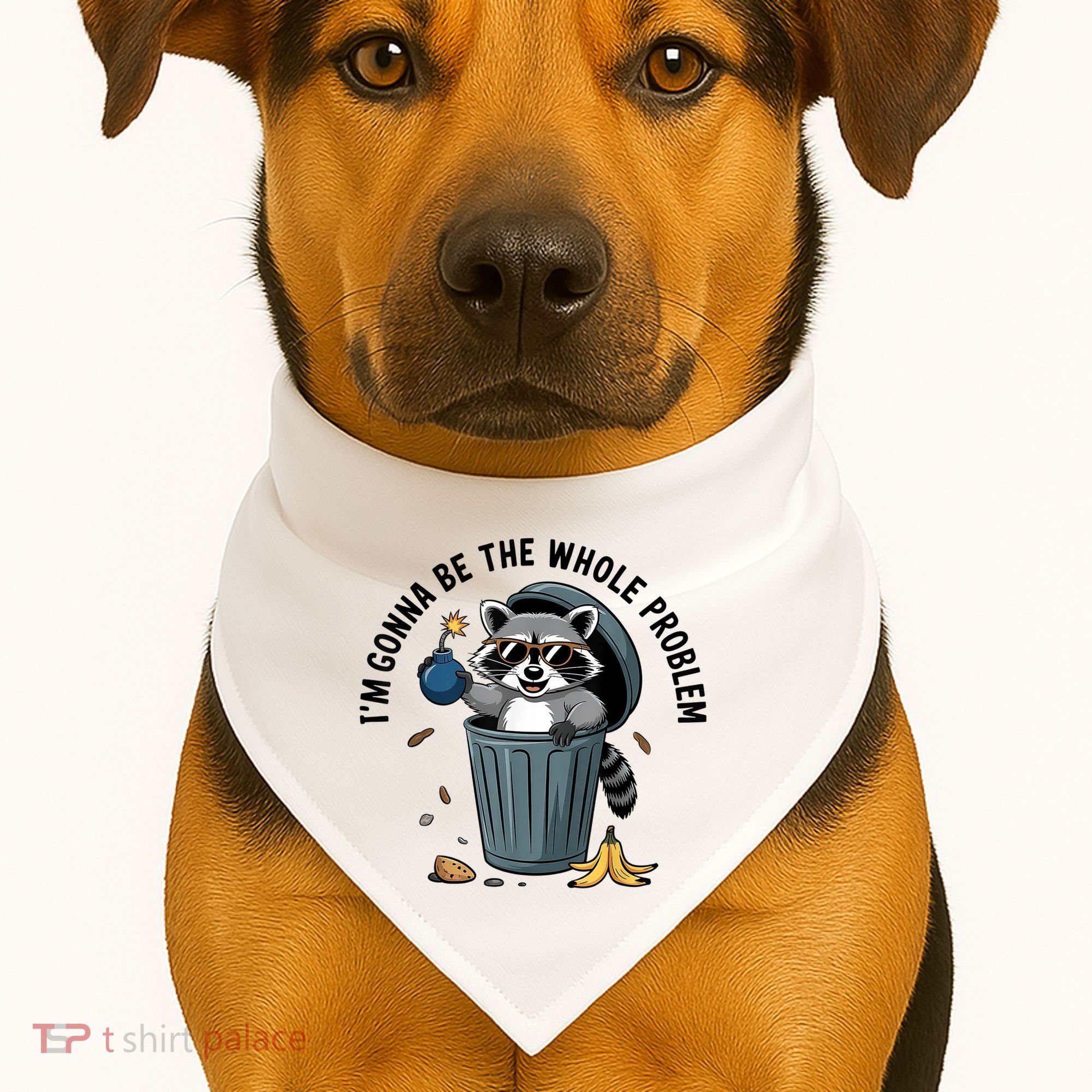 Raccoon I'm Gonna Be The Whole Problem  USA-Made Doggie Bandana