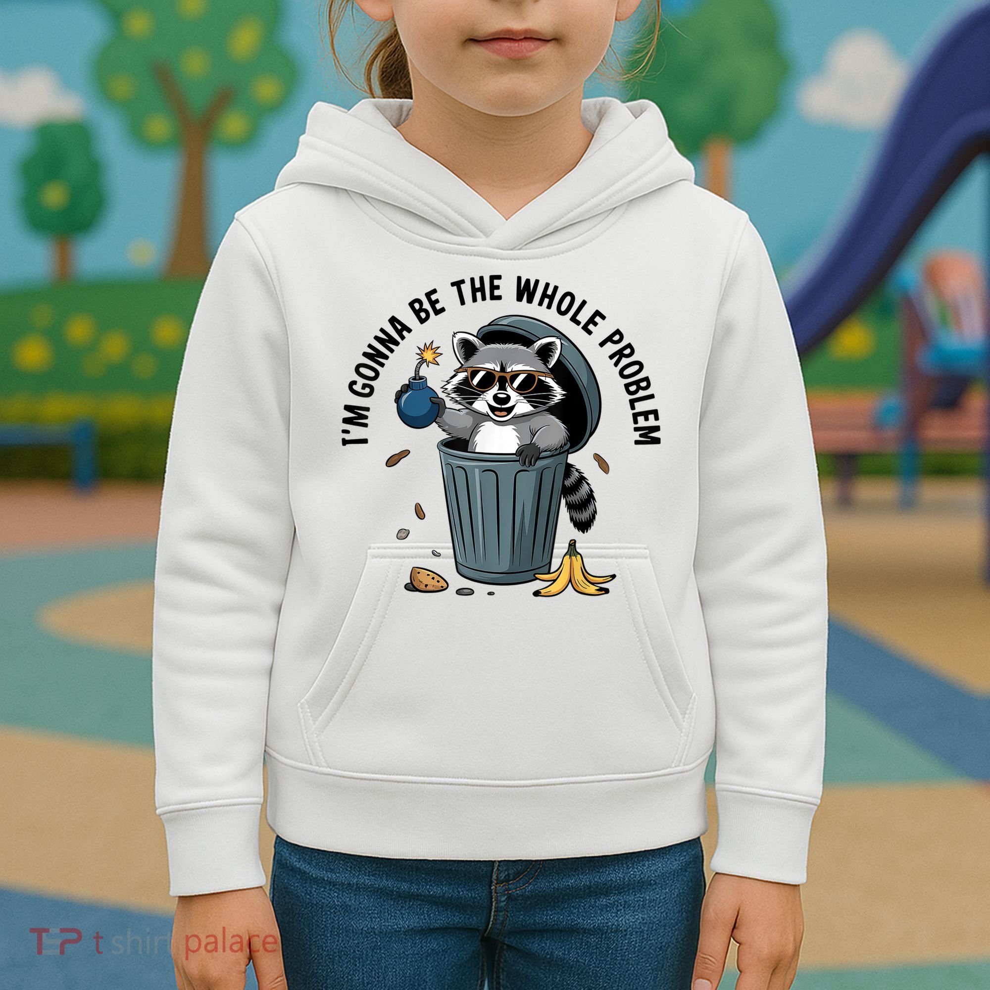 Raccoon I'm Gonna Be The Whole Problem  Kids Hoodie
