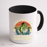 Retro I Graduated Can I Go Fishing Now Cute Graduation Coffee Mug thumb 1