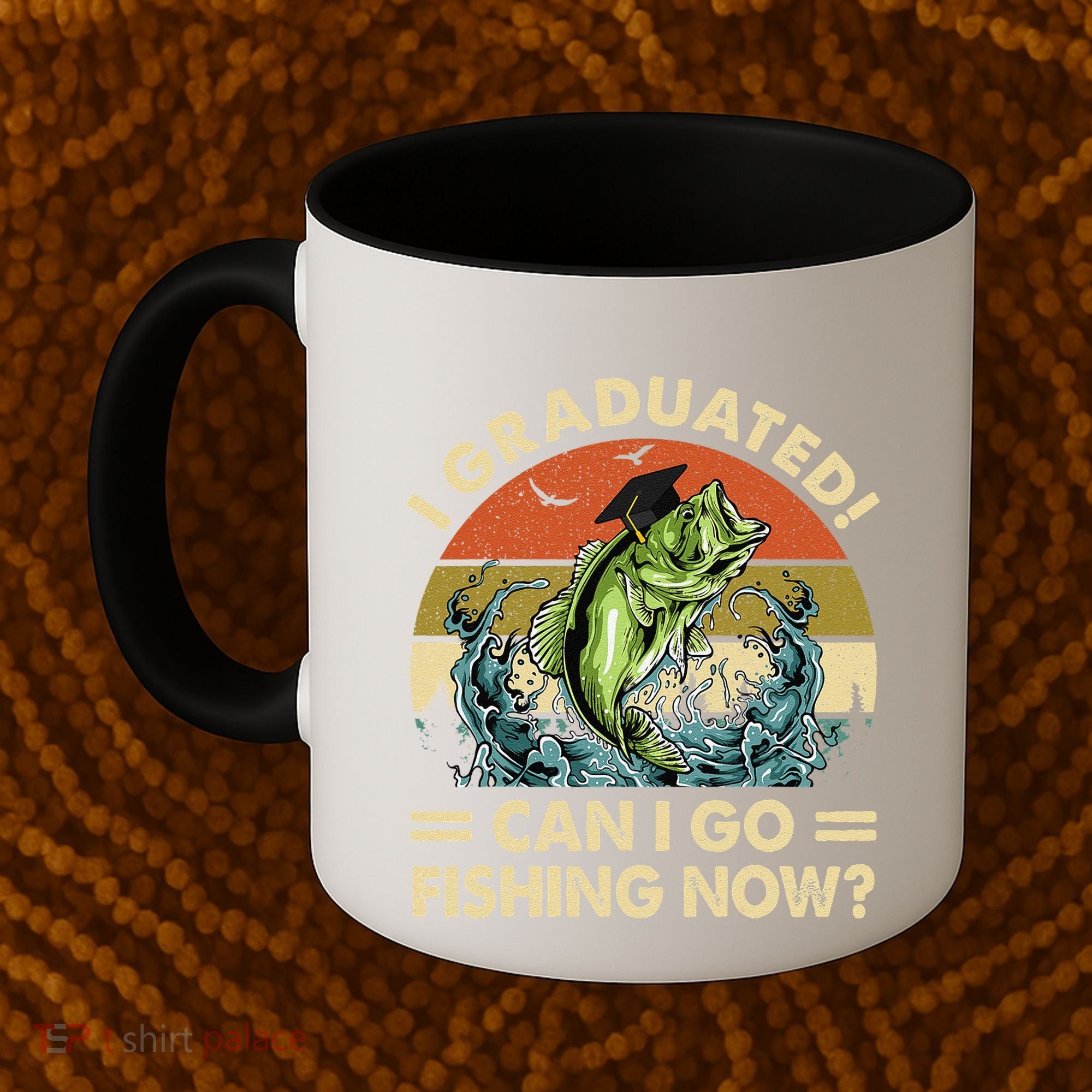 Retro I Graduated Can I Go Fishing Now Cute Graduation Coffee Mug