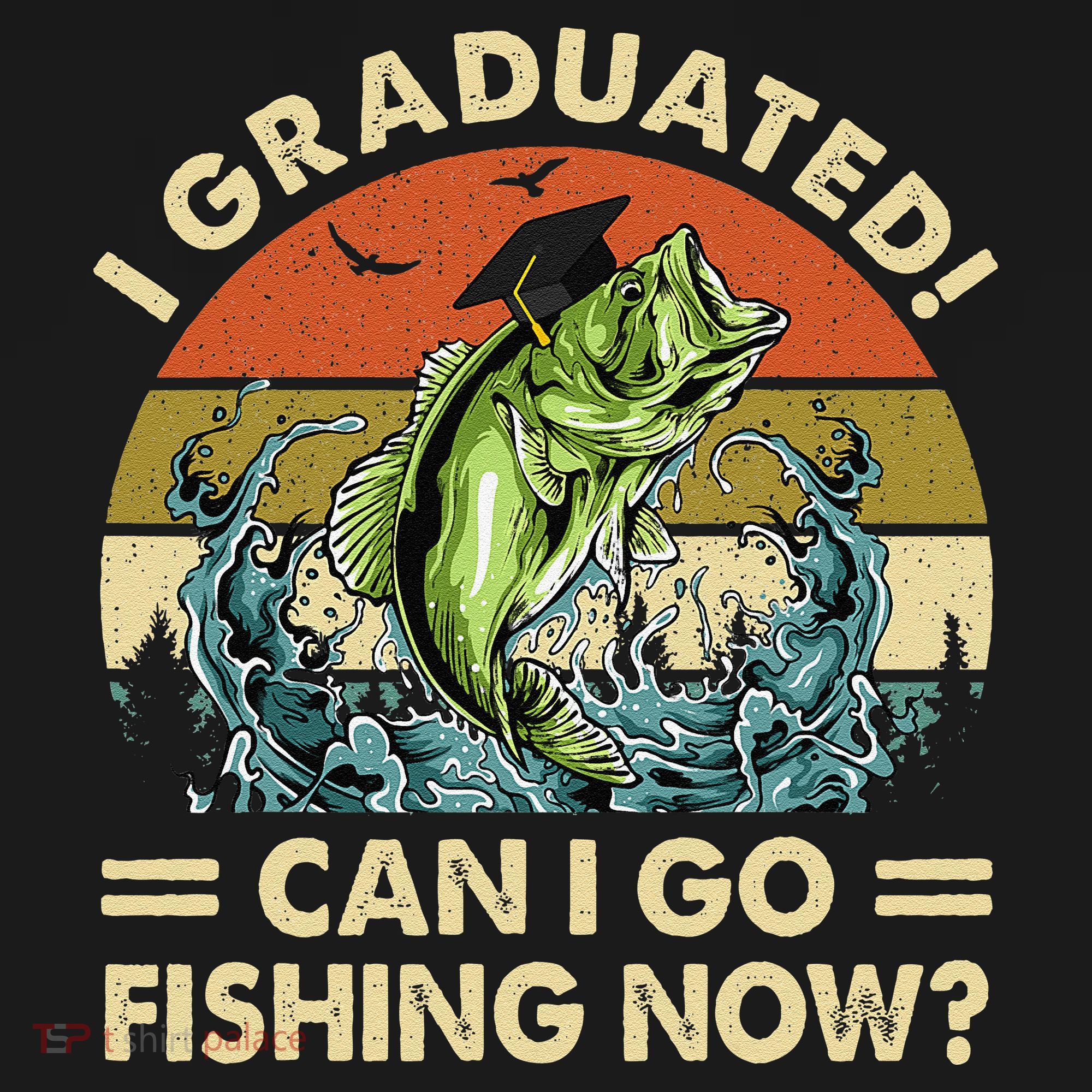 Retro I Graduated Can I Go Fishing Now Cute Graduation Ornament