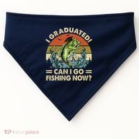 Retro I Graduated Can I Go Fishing Now Cute Graduation USA-Made Doggie Bandana thumb 0