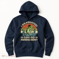 Retro I Graduated Can I Go Fishing Now Cute Graduation Hoodie thumb 0