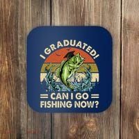 Retro I Graduated Can I Go Fishing Now Cute Graduation Coaster thumb 0