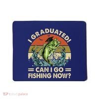 Retro I Graduated Can I Go Fishing Now Cute Graduation Mousepad thumb 0