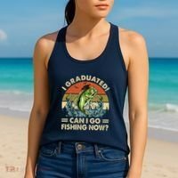 Retro I Graduated Can I Go Fishing Now Cute Graduation Women's Tank Top thumb 2