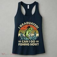 Retro I Graduated Can I Go Fishing Now Cute Graduation Women's Tank Top thumb 3